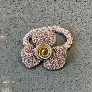 French Resin Flower crystals hair tie
